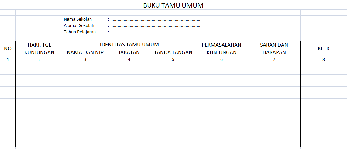 Contoh Format Buku Tamu Sekolah Terbaru 2016 - Download 