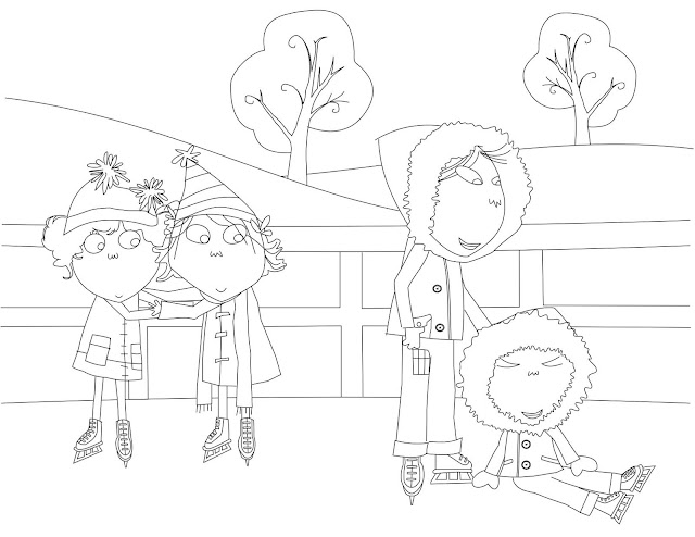 Charlie and Lola Ice Skating Coloring Page