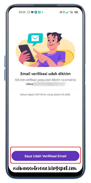 Tampilan Akun Menunggu Email Verifikasi