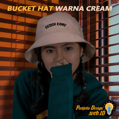 Bucket Hat Custom Desain Warna Cream Portfolio Design WEB ID