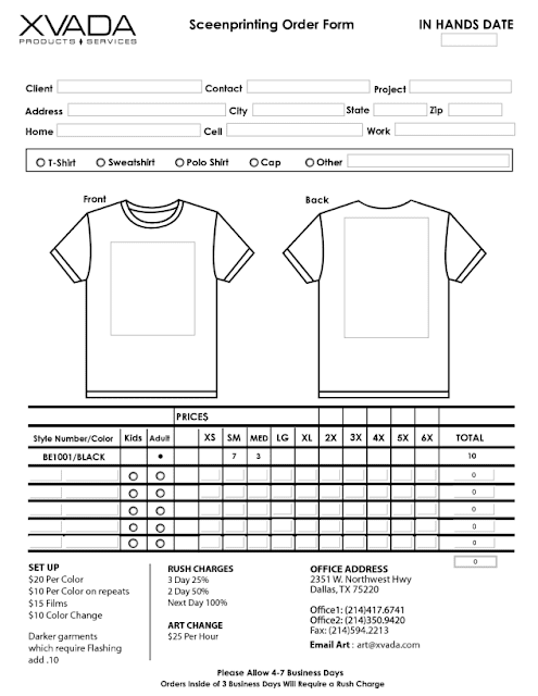 Free Sample T Shirt Order Form Template