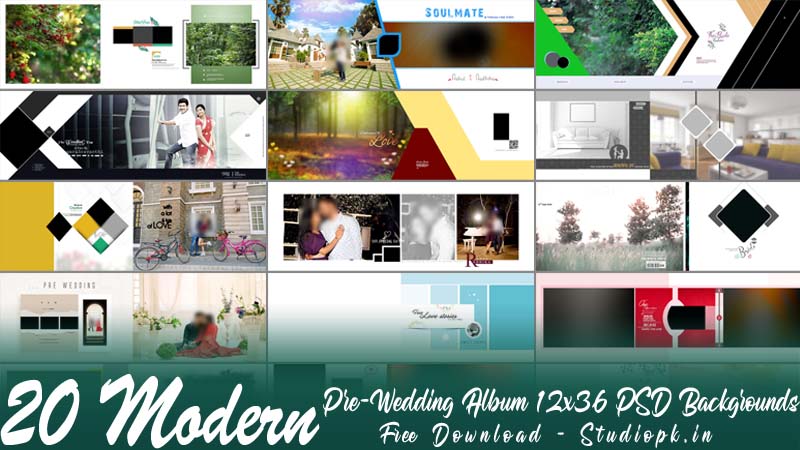 20 Modern Pre-Wedding Album 12x36 PSD Backgrounds