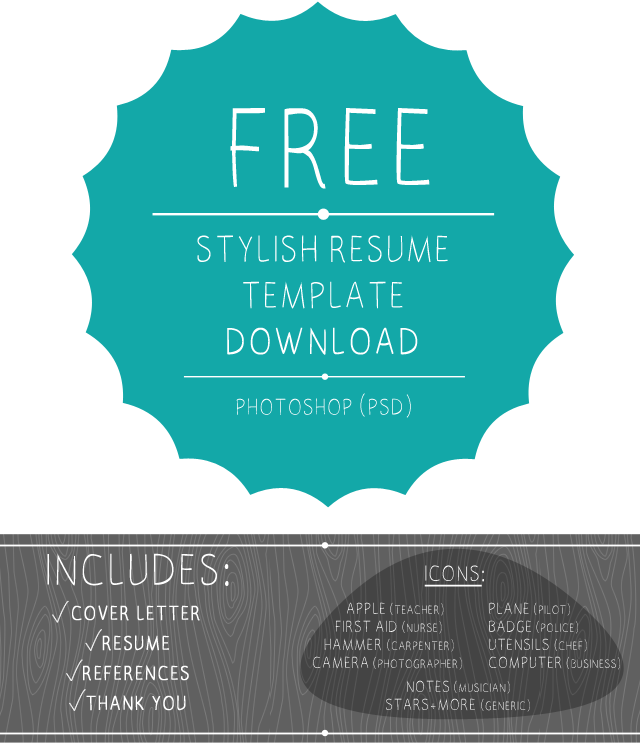 ... for you today! A FREE Chic and Polished Photoshop Resume Template