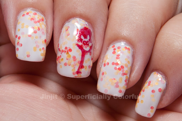 The Nail Junkie - Candy Corn stamped with A-England Perceval