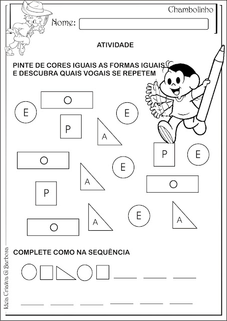 Atividade Interdisciplinar Educação Infantil Turma da Mônica