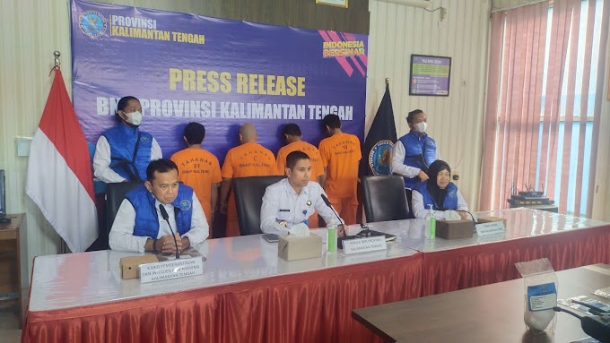 BNN PROV. KALTENG GELAR PRESS RELEASE PENGUNGKAPAN JARINGAN SINDIKAT PEREDARAN GELAP NARKOTIKA JENIS SHABU MELALUI JALUR DARAT PONTIANAK-SAMPIT
