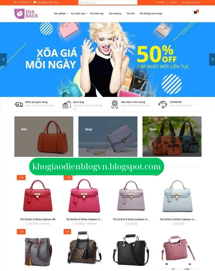 Template Blogger bán túi xách miễn phí