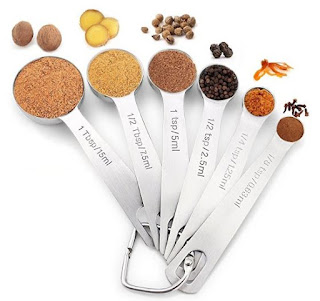 Winage measuring spoons-7403 18/8 Stainless Steel Spoons Set of 6 Dry and Liquid Ingredients, One Size, Gray
