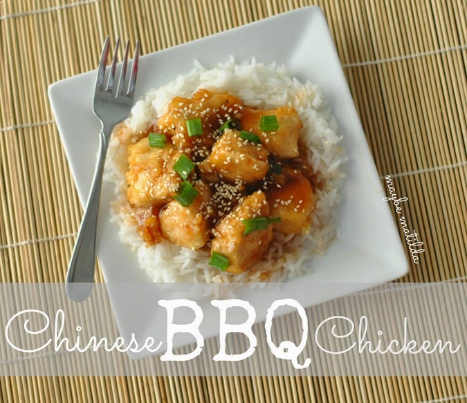 Chinese BBQ Chicken--yummy sweet and sour chicken over flavorful Success Jasmine Rice
