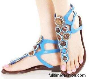 Flat Shoes In Sky Blue Colour