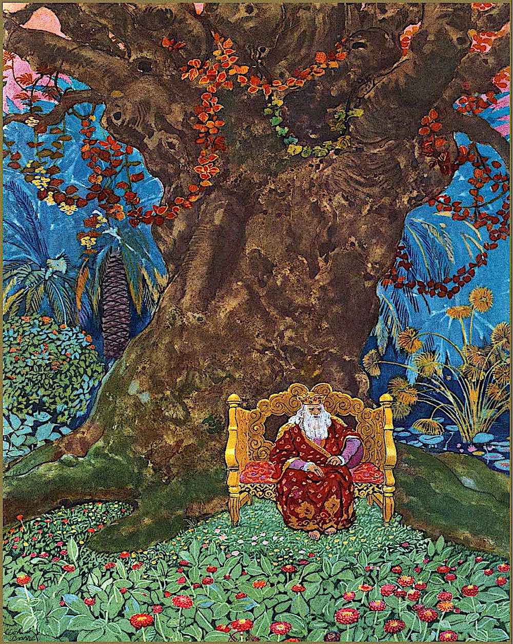 Léon Carré, an old king thinking under a tree