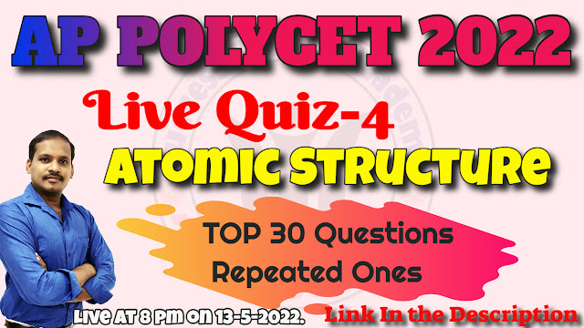 AP POLYCET 2022 Live Quiz-3 |  | Polycet Chemistry | Atomic Structure