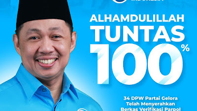 Tuntas 100% Berkas Verifikasi 34 DPW, Partai Gelora Siap Berlaga di Pemilu 2024