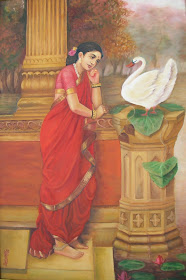Raja Ravi Varma's Damayanthi - Oil on Canvas