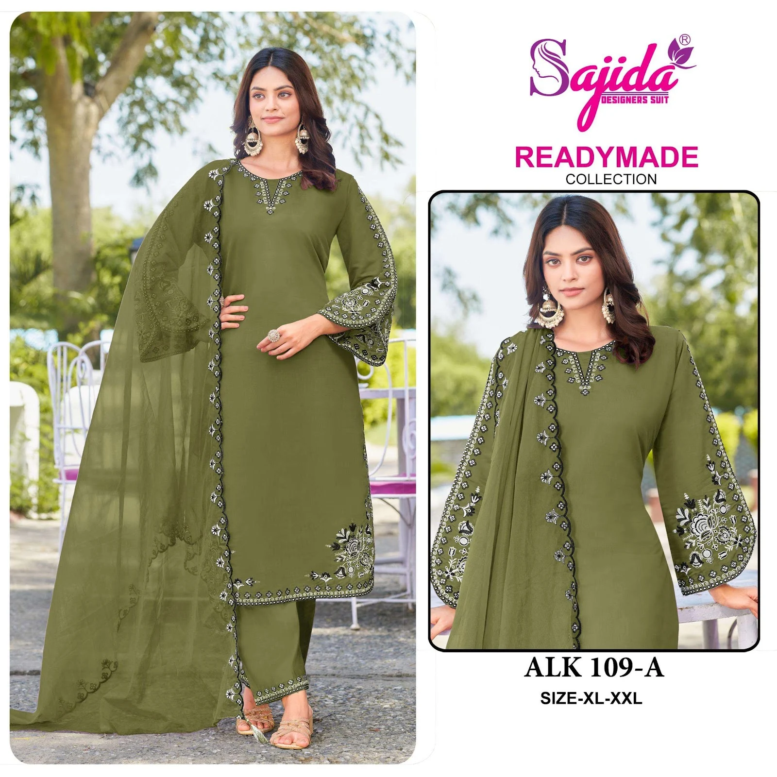 Alk 109 Sajida Roman Silk Khatli Work Pakistani Readymade Suits