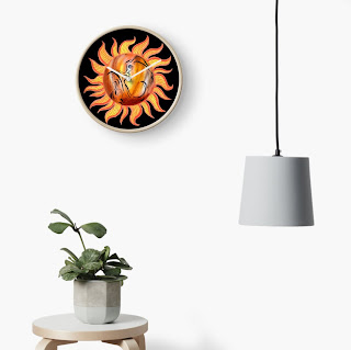 Watercolor Sun Paining by Irina Sztukowski on wall clock 