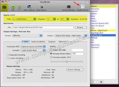  Convert DVDs to iPhone or iPod Touch Format Easily with  handbrake in MAC