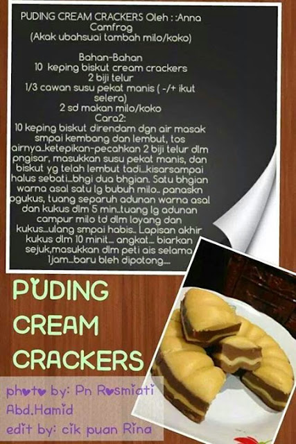 Blog Ummi Maisarah & Hana: Resepi Puding Cream Crackers Marble