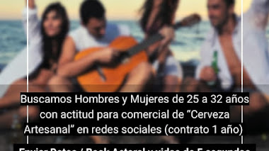 CASTING en PERÚ: Se buscan HOMBRES y MUJERES de 25 a 32 años para COMERCIAL de CERVEZA