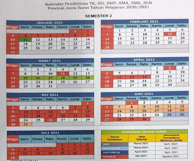 Kalender Pendidikan Provinsi Jawa Barat Tahun Pelajaran 2020/2021