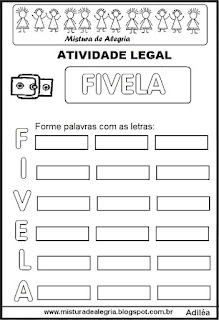 Atividades para alfabetização, formação de palavras