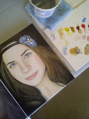 megan mccann, portrait artist, portrait painting, oil painting, beauty art, gems, pearls, blue eyes, art progress pictures