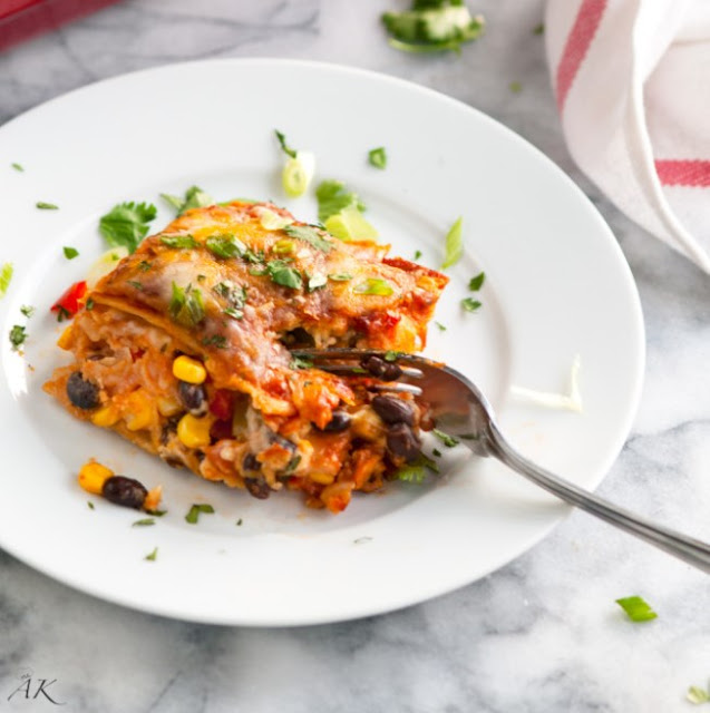 Vegetarian Black Bean Enchilada Casserole #enchilada #vegan