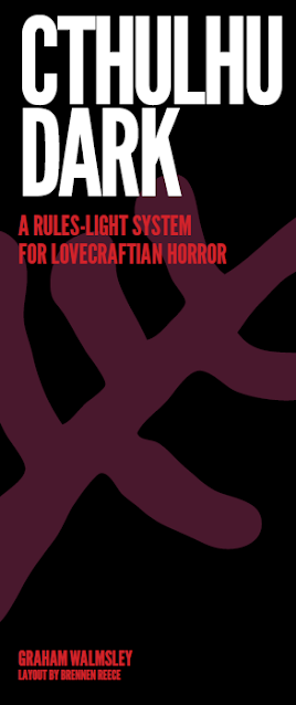 Cover of rules-light eldritch horror game, Cthulhu Dark