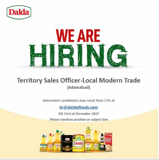 Dalda Foods Ltd offer Jobs for the Post of Territory Sales Officer