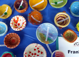 ceramic bowls crafted by members of the Franklin Art Assoc.