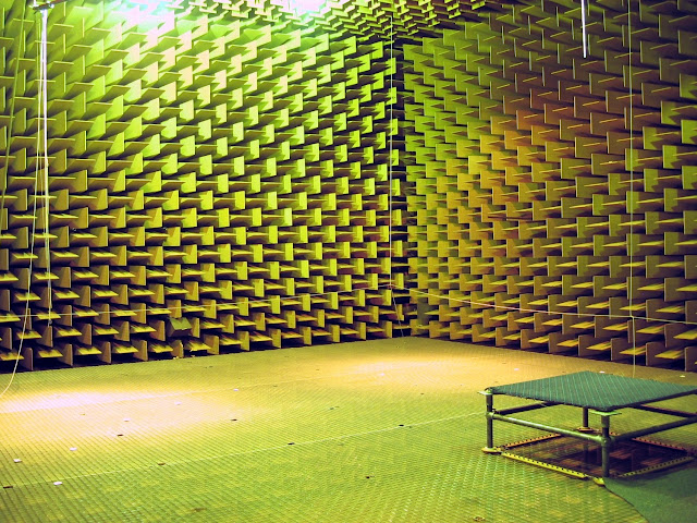 Inside an anechoic chamber