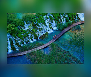 This is mesmerizing illustraton of Plitvice Lakes Waterfalls (One of the most beautiful waterfalls in the world)