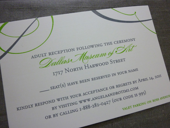 Lime Gray Ribbon Wedding invitations