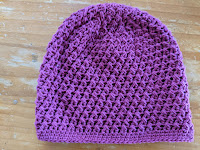 All finished Easy Crossed Over Beanie using the thinner cotton  yarn