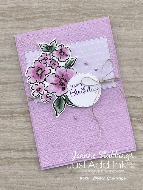 Jo's Stamping Spot - Just Add Ink Challenge #578 - Sketch challenge using Hand-Penned Petals by Stampin' Up!