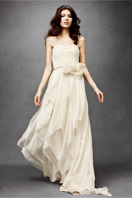 casual-wedding-dress-spaghetti-strap-with-flower-belt-and-layer-skirt