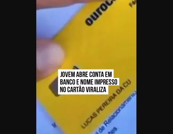 Jovem abre conta em banco e nome inusitado impresso no cartão viraliza