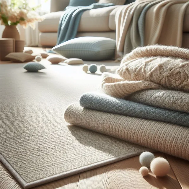 textured carpet in a neutral, calming color tone