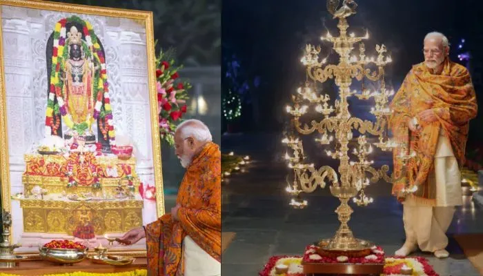 PM Modi lights RamJyoti at his residence in Delhi (Image Source - Narendra Modi's X handle)