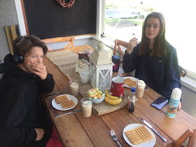 Lazy family brunch with toaster waffles