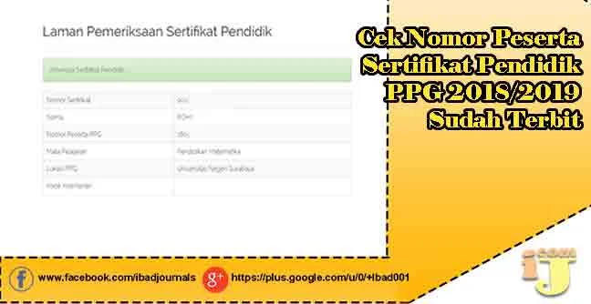 Nomor Peserta Sertifikat Pendidik PPG DalJab  Cek Nomor Peserta Sertifikat Pendidik PPG 2018/2019 Sudah Terbit