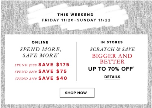 Hudson's Bay Scratch & Save Weekend Up To 70% Off