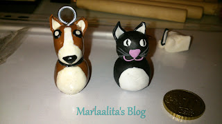 Llaveros, fimo, arcilla polimerica, gato, perro