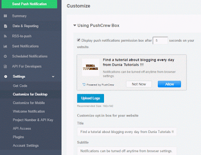 Cara Membuat Push Notifikasi di blogger