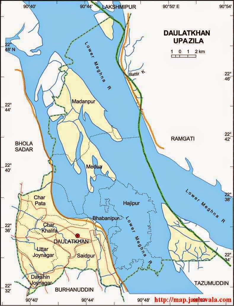 daulatkhan upazila map of bangladesh