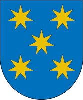 Armas dos Monizes: De azul com cinco estrelas de sete raios de ouro.