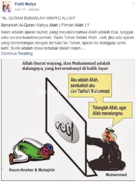 Sebut Allah sebagai Wayang dan Nabi Muhammad Dalang 