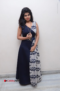 Telugu Actress Alekhya Stills in Blue Long Dress at Plus One ( 1) Audio Launch  0141.jpg