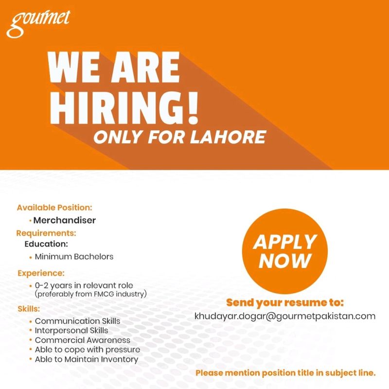 Latest Gourmet Foods Pvt Limited Jobs For Merchandisers