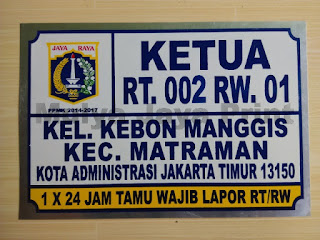 plat nomor ketua rt/rw